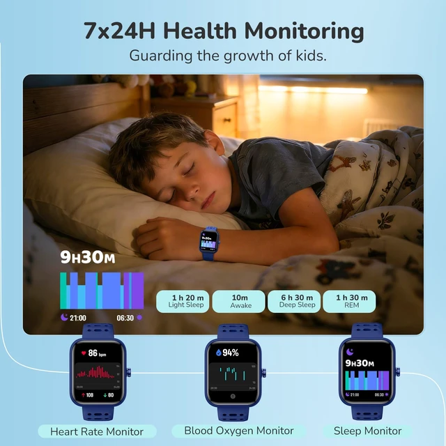 Alt view image 2 of 7 - Smart Watch for Kids with Health Monitor, Pedometer Watch, 2 Bands Kids Watch with Heart Rate/Sleep/SpO2, Activities Track, 80+ Sport Modes, Puzzle Games & DIY Dials, Birthday Gifts for Boys