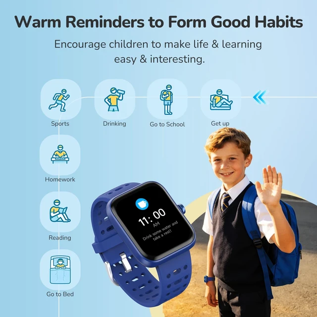 Alt view image 4 of 7 - Smart Watch for Kids with Health Monitor, Pedometer Watch, 2 Bands Kids Watch with Heart Rate/Sleep/SpO2, Activities Track, 80+ Sport Modes, Puzzle Games & DIY Dials, Birthday Gifts for Boys