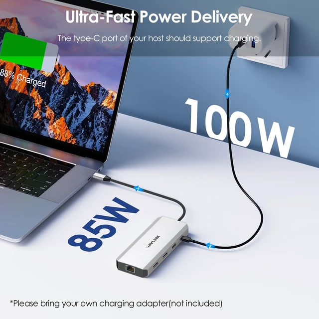 Alt view image 7 of 7 - Laptop Docking Station,Triple Monitors,Dual DisplayPort,HDMI,85W PD 12 In 1 Multiport USB C Dock, Single 4K@60Hz, Gigabit Ethernet,3×USB-A, SD/TF and Mic/Audio for Dell/HP/Lenovo, Windows Only