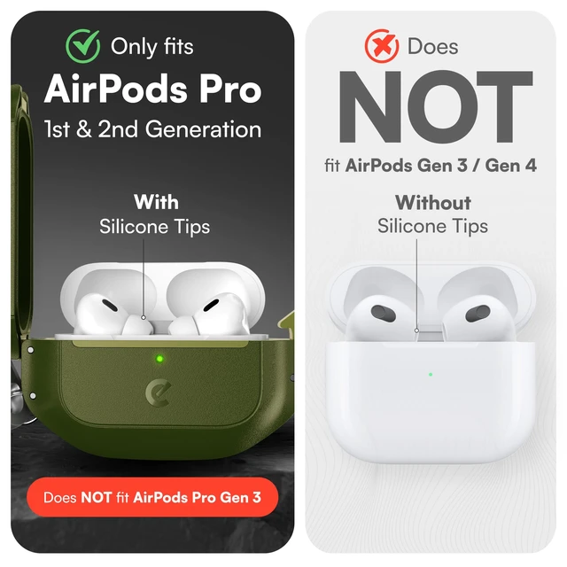 Alt view image 2 of 7 - for Waterproof Airpods Pro 2 Case Lock - Ultra Rugged, Forest Green IP68 Water Proof, Dust Proof, Shockproof Protector, Heavy Duty Protection, Drop Proof Cover, Carabiner for iPods Pro 2nd Gen