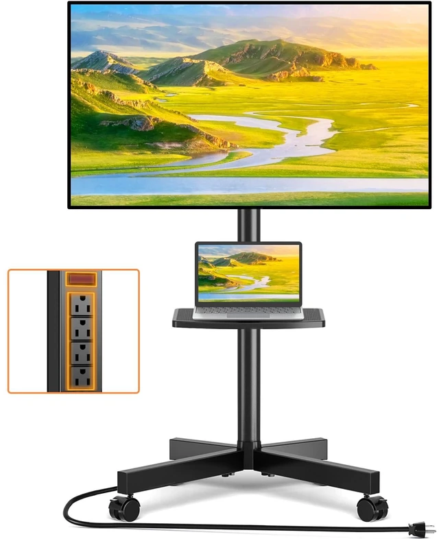 Main image of Mobile TV Stand with Power Outlet for 23-65 Inch TVs up to 88 lbs