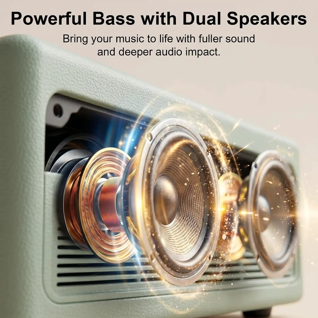 Alt view image 3 of 7 - Portable CD Player with Bluetooth 5.4, 3600mAh Rechargeable Battery Hi-Fi speakers,FM Radio, Leather retro suitcase style,Vintage CD Music Kpop Player,gift idea for music lovers,home decor