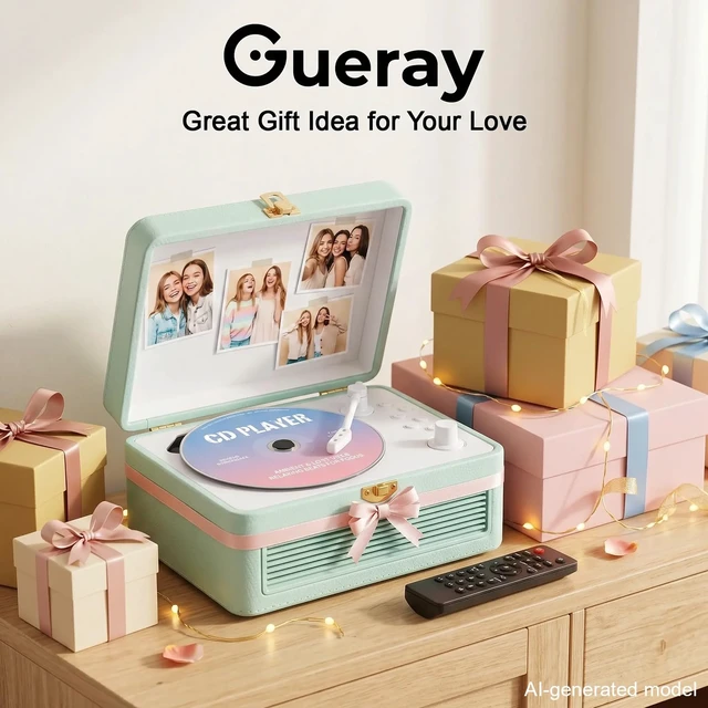 Alt view image 6 of 7 - Portable CD Player with Bluetooth 5.4, 3600mAh Rechargeable Battery Hi-Fi speakers,FM Radio, Leather retro suitcase style,Vintage CD Music Kpop Player,gift idea for music lovers,home decor