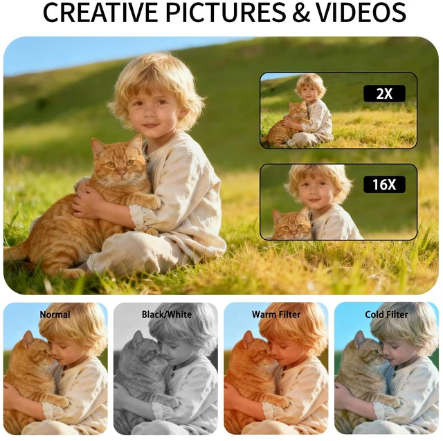 Alt view image 5 of 7 - Digital Camera for Kids & Beginners 64GB SD Point and Shoot Digital Cameras Compact pink digital camera & vlogging camera for kids. Durable drop-resistant design with tripod & 16X zoom for travel