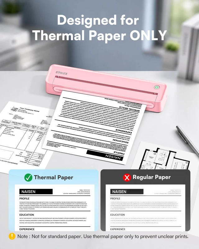 Alt view image 4 of 7 - D90E Inkless Portable Thermal Printer for Travel 8.5" x 11", Pink Wireless Bluetooth Small Compact Mobile Printer for Travel/Office/School/Home, Compatible with iPhone, Tablet & Laptop