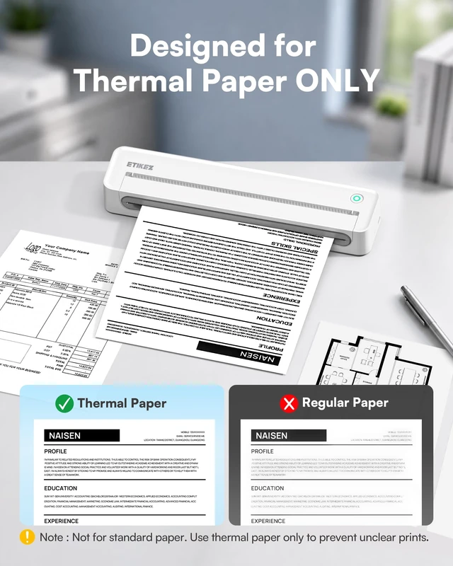 Alt view image 4 of 7 - D90E Inkless Portable Thermal Printer for Travel 8.5" x 11", White Wireless Bluetooth Small Compact Mobile Printer for Travel/Office/School/Home, Compatible with iPhone, Tablet & Laptop