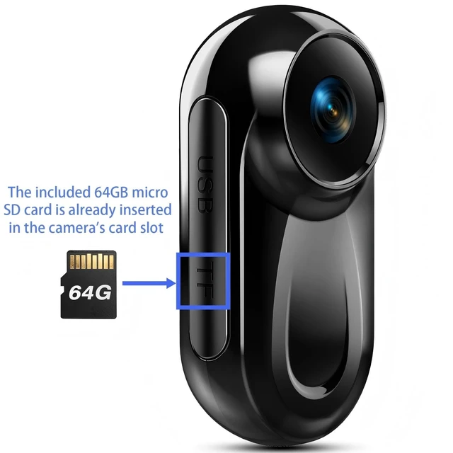 Alt view image 2 of 7 - Mini Body Camera with 64GB Card, 1080P Thumb Action Camera 120° Wide Angle POV Wearable Magnetic Clip-On/360° Rotate Video Recorder, Hands-Free Recording Vlogging Cam for Travel Cycling Motorcycle