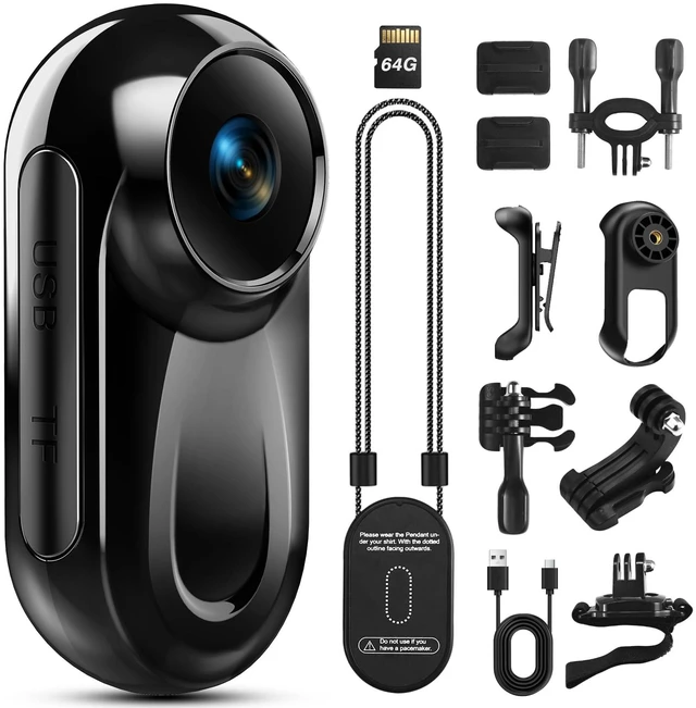 Main image of Mini Body Camera with 64GB Card, 1080P Thumb Action Camera 120° Wide Angle POV Wearable Magnetic Clip-On/360° Rotate Video Recorder, Hands-Free Recording Vlogging Cam for Travel Cycling Motorcycle