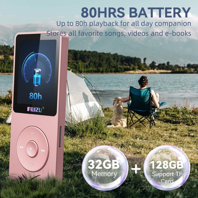 Alt view image 5 of 7 - 32GB MP3 Player with Bluetooth 5.3 Auto-Reconnect, 80H Playback Lightweight 30g Music Player for Kids & Seniors, FM Radio, Voice Recorder, Shuffle Resume Playback, Up to 128GB MicroSD Card