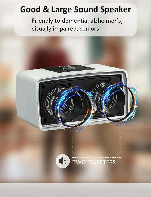 Alt view image 4 of 6 - Simple Music Player for Dementia Seniors Easy MP3 Player for Elderly & Low Vision People One-Touch Controls ON Off Retro Music Box (White-Gray)