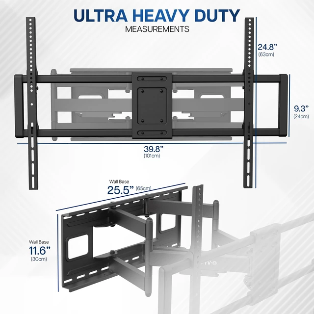 Alt view image 3 of 7 - Black 2-Stud TV Wall Mount for 60-120 in Screens, MOUNT-VW120M Heavy Duty, Fits LCD LED Flat & Curved Screens, Extended Arm Swivel Mount, Max VESA 900x600mm, Holds 264 lbs