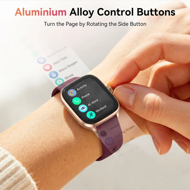 Alt view image 3 of 7 - Smart Watch for Women Men, Bluetooth Call, 40mm AMOLED Fitness Watch for iPhone/Android/Samsung, Notification Alerts, Heart Rate/Stress/Sleep Monitor, 101+ Sports Modes, 3ATM Waterproof, 2 Bands