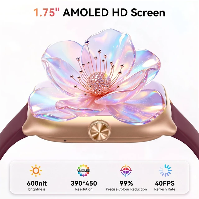 Alt view image 2 of 7 - Smart Watch for Women Men, Bluetooth Call, 40mm AMOLED Fitness Watch for iPhone/Android/Samsung, Notification Alerts, Heart Rate/Stress/Sleep Monitor, 101+ Sports Modes, 3ATM Waterproof, 2 Bands