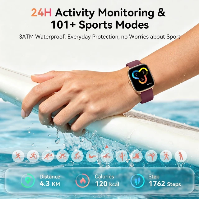 Alt view image 7 of 7 - Smart Watch for Women Men, Bluetooth Call, 40mm AMOLED Fitness Watch for iPhone/Android/Samsung, Notification Alerts, Heart Rate/Stress/Sleep Monitor, 101+ Sports Modes, 3ATM Waterproof, 2 Bands