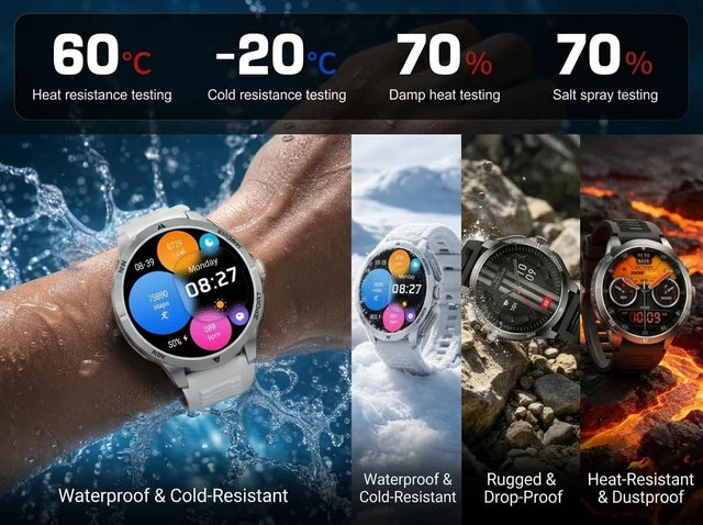 Alt view image 5 of 7 - Military Smart Watch with Earbuds for Men and Women, Sleep Tracking Compass & FlashLight, BT Calling, 100+ Sports Modes, Fitness Tracker, Tactical Smartwatch Combo, Android iOS Compatible