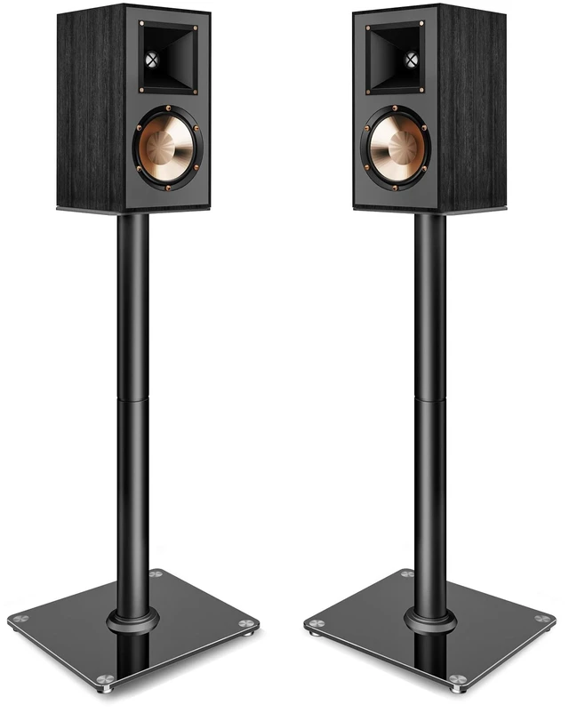Main image of Speaker Stands Pair, 30" Fixed Height, 55lbs Weight Capacity, Glass Base 11.8" Base, Cable Management, Freestanding Speaker Floor Stand for Surround Sound, Tempered Glass Base