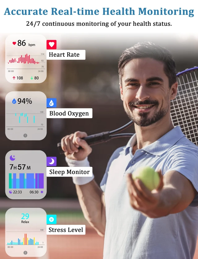 Alt view image 5 of 7 - Smart Watch, Alexa Built-in, Answer/Make Calls 44mm Smartwatch Women Men, 1.83" Sports Watch IP68 Waterproof, Heart Rate Sleep Stress Monitor, Step Counter Watch for Android & iOS Phone