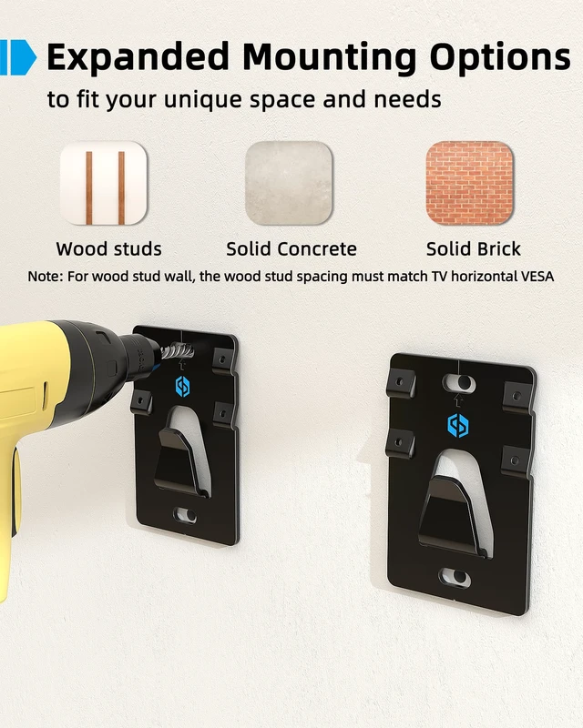 Alt view image 6 of 7 - No Stud TV Wall Mount for Most 26-100 inch TVs Up to 200lbs Drywall No Drill TV Mount, 1.18'' Low Profile Studless Wall Mount TV Bracket, Easy Install, Non Damage Wall