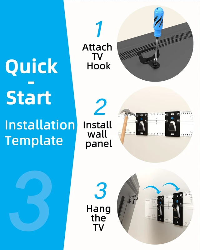 Alt view image 7 of 7 - No Stud TV Wall Mount for Most 26-100 inch TVs Up to 200lbs Drywall No Drill TV Mount, 1.18'' Low Profile Studless Wall Mount TV Bracket, Easy Install, Non Damage Wall