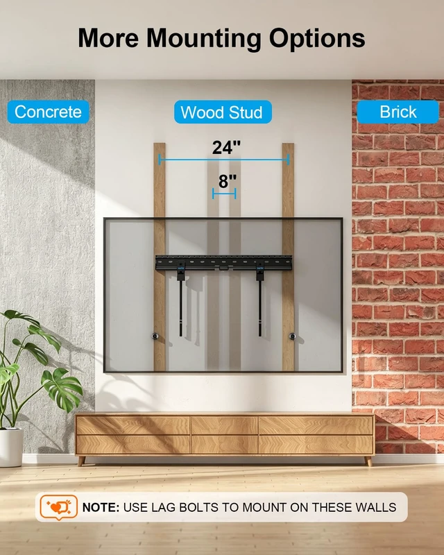 Alt view image 3 of 7 - No Drill No Stud TV Wall Mount for 32-86 Inch TV up to 220 lbs Non Damage Wall, Drywall TV Mount, Studless TV Mount, Max VESA 600x400mm, Easy Install Low Profile Wall Mount TV Bracket