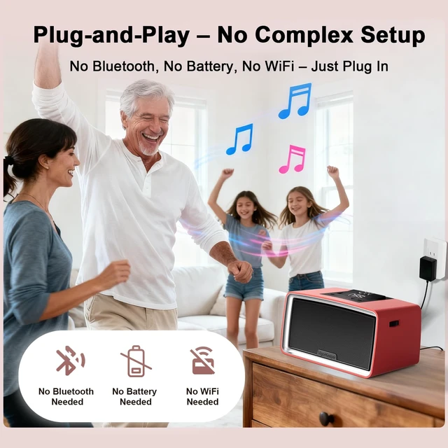 Alt view image 3 of 7 - Simple Music Player for Dementia Alzheimer's Seniors Easy to Use Music Box for Elderly Parents, Large On/Off Button, Plug-and-Play, One-Touch Play, Loud Sound, 32GB TF Card