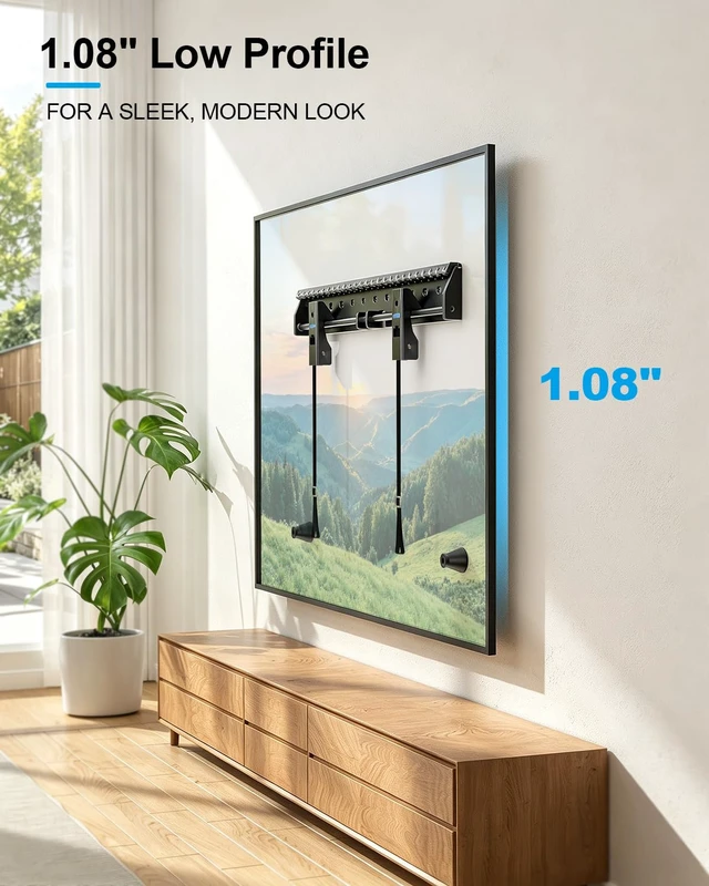 Alt view image 6 of 7 - No Drill No Stud TV Wall Mount for 32-86 Inch TV up to 220 lbs Non Damage Wall, Drywall TV Mount, Studless TV Mount, Max VESA 600x400mm, Easy Install Low Profile Wall Mount TV Bracket