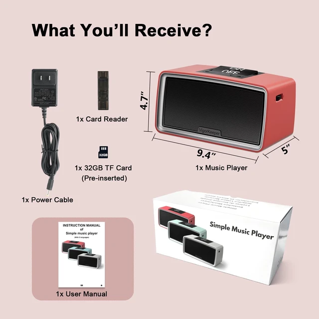 Alt view image 7 of 7 - Simple Music Player for Dementia Alzheimer's Seniors Easy to Use Music Box for Elderly Parents, Large On/Off Button, Plug-and-Play, One-Touch Play, Loud Sound, 32GB TF Card