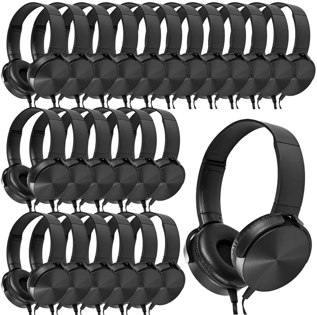 Main image of Bulk Headphones for Classroom 24 Pack Durable Wired School Headphones for Kids,Students,Children Toddler Teen Boys Girls and Adult(Black)
