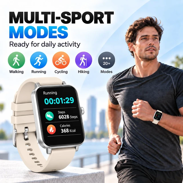 Alt view image 3 of 7 - Smart Watch Fitness Tracker for Men Women with Pedometer Step Counter Tracker for Walking, Heart Rate Monitor, Sleep Monitor, Blood Oxygen, Senior Friendly, IP68 Waterproof