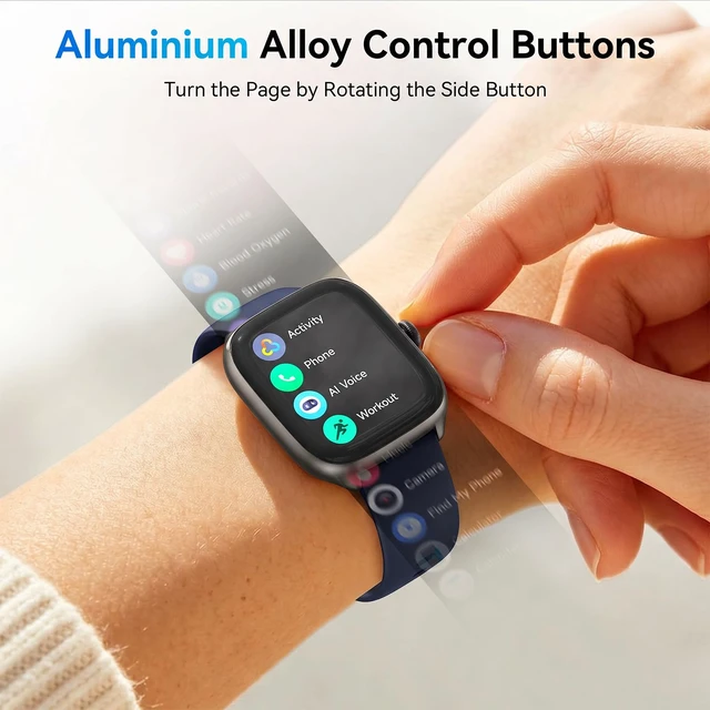Alt view image 3 of 7 - Smart Watch for Women Men, Bluetooth Call, 40mm AMOLED Fitness Watch for iPhone/Android/Samsung, Notification Alerts, Heart Rate/Stress/Sleep Monitor, 101+ Sports Modes, 3ATM Waterproof, 2 Bands
