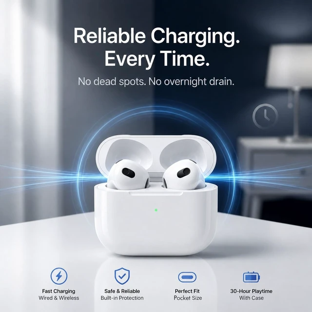 Alt view image 6 of 6 - Charging Case for AirPods 4 Double Knock Pairing USB-C & Wireless 450mAh Charger Case Replacement for AirPod 4th Generation