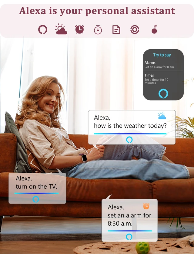 Alt view image 2 of 7 - Smart Watch, Alexa Built-in, Answer/Make Calls 44mm Smartwatch Women Men, 1.83" Sports Watch IP68 Waterproof, Heart Rate Sleep Stress Monitor, Step Counter Watch for Android & iOS Phone
