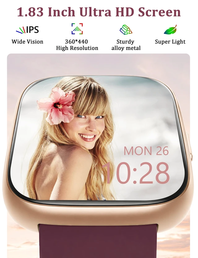 Alt view image 3 of 7 - Smart Watch, Alexa Built-in, Answer/Make Calls 44mm Smartwatch Women Men, 1.83" Sports Watch IP68 Waterproof, Heart Rate Sleep Stress Monitor, Step Counter Watch for Android & iOS Phone