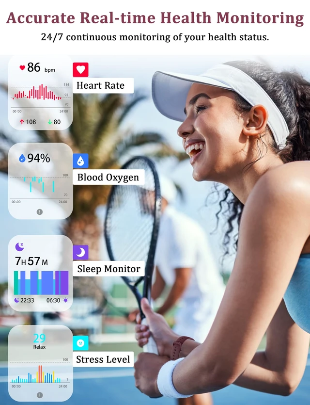 Alt view image 5 of 7 - Smart Watch, Alexa Built-in, Answer/Make Calls 44mm Smartwatch Women Men, 1.83" Sports Watch IP68 Waterproof, Heart Rate Sleep Stress Monitor, Step Counter Watch for Android & iOS Phone