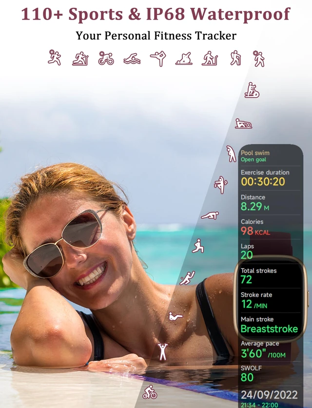 Alt view image 6 of 7 - Smart Watch, Alexa Built-in, Answer/Make Calls 44mm Smartwatch Women Men, 1.83" Sports Watch IP68 Waterproof, Heart Rate Sleep Stress Monitor, Step Counter Watch for Android & iOS Phone