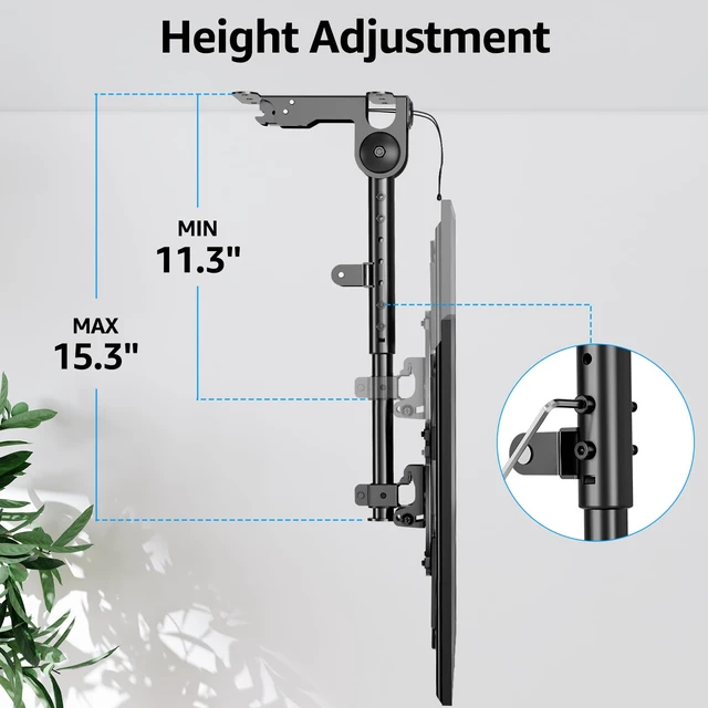 Alt view image 3 of 7 - Flip Down Ceiling TV Mount for Most 13-40" TVs, Full Motion TV Bracket with Height Adjustment, 360° Swivel & Rotate, Fits Flat & Slanted Ceilings, Max VESA 200x200mm Holds up to 22 lbs