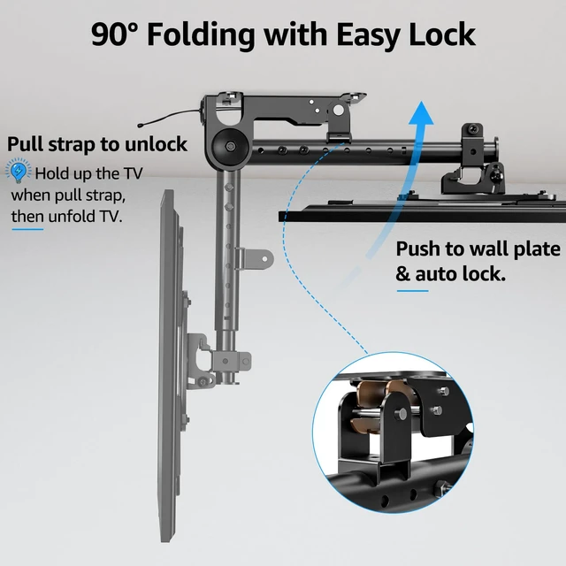Alt view image 6 of 7 - Flip Down Ceiling TV Mount for Most 13-40" TVs, Full Motion TV Bracket with Height Adjustment, 360° Swivel & Rotate, Fits Flat & Slanted Ceilings, Max VESA 200x200mm Holds up to 22 lbs
