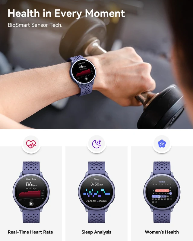 Alt view image 4 of 7 - Smart Watches for Men & Women, Compatible with iPhone & Android 1.27" Fitness Tracker with Bluetooth Calling, HD Touchscreen, Heart Rate & Sleep Tracking, 2 Bands, Perfect Smart Gift