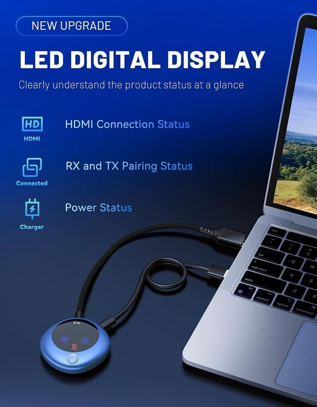 Alt view image 3 of 7 - Wireless HDMI Transmitter and Receiver, 4K Decode 1080P Output 2.4G/5G Plug & Play, 98FT/30M, for Streaming Video/Audio/Files, Audio Sync, USB-C to HDMI Adapter
