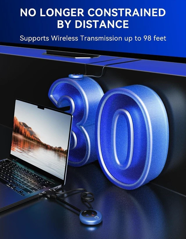 Alt view image 7 of 7 - Wireless HDMI Transmitter and Receiver, 4K Decode 1080P Output 2.4G/5G Plug & Play, 98FT/30M, for Streaming Video/Audio/Files, Audio Sync, USB-C to HDMI Adapter