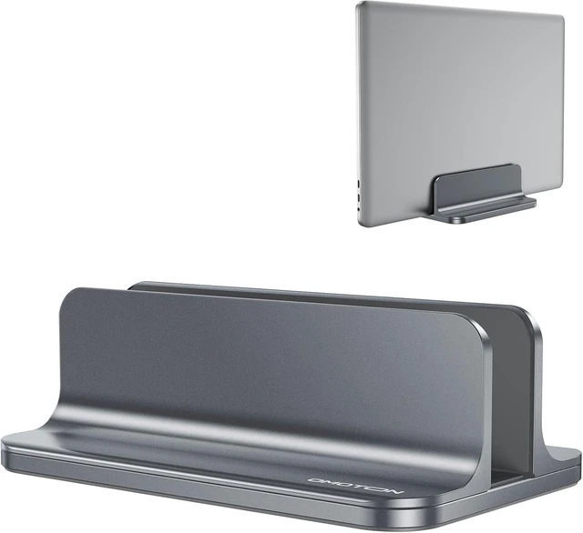 Main image of Vertical Laptop Stand Holder, Adjustable Dock for MacBook, Gray Aluminum Stand for MacBook Stand, Fits Chromebook & Gaming Laptops up to 17.3 in, Office Desk Organization, Space-Saving