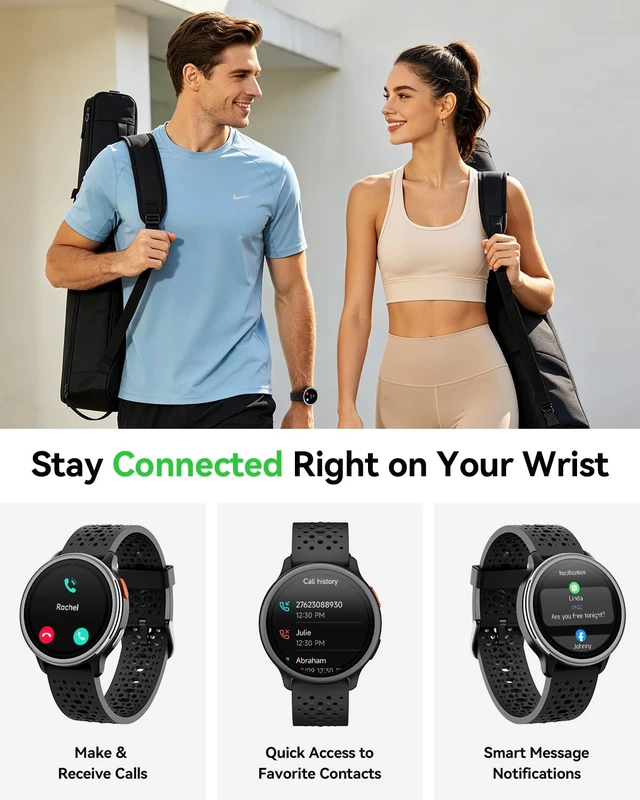 Alt view image 2 of 7 - Smart Watch for Women & Men, Compatible with iPhone & Android 1.27" Fitness Tracker with Bluetooth Calling, HD Touchscreen, Heart Rate & Sleep Tracking, 2 Bands, Perfect Smart Gift