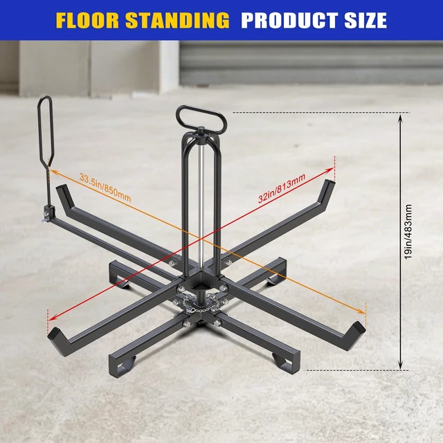 Alt view image 7 of 7 - Foldable Cable Dispenser, Floor or Stud Mounted Wire Spool Rack Fits 4-28 inch Reels, Portable Wire Rack Dispenser with Non-Slip Handle & Storage Bag for Electrical, Industrial & Retail Use