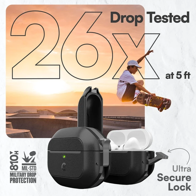 Alt view image 4 of 7 - for Waterproof AirPods Pro 2 Case with Lock - Ultra Rugged, Black IP68 Water Proof, Dust Proof, Shockproof Protector, Heavy Duty Protection, Drop Proof Cover, Carabiner for iPods Pro 2nd Gen