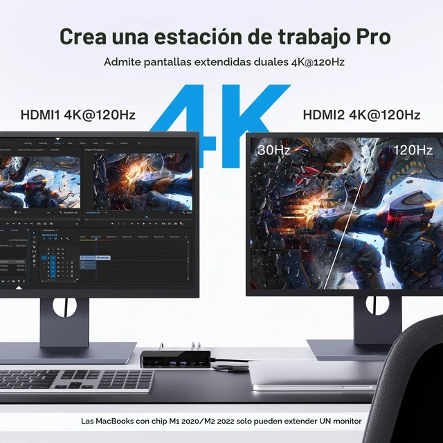 Alt view image 3 of 7 - 12-in-2 FusionDock 1 for M5 MacBook Pro Docking Station Dual 4K@120Hz Monitor for M5/M4/M3/M2/M1 Pro/Max MacBook Neo,150W AC, SD/TF, USB, RJ45, 5Gbps (Incompatible with Windows)