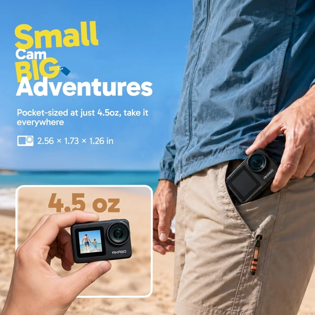 Alt view image 6 of 7 - Brave 7 LE 4K30FPS 20MP WiFi Action Camera with Touch Screen EIS 2.0 Zoom Remote Control 131Feet Waterproof Underwater Camera Dual Color Screens Support External Microphone Vlog Camera