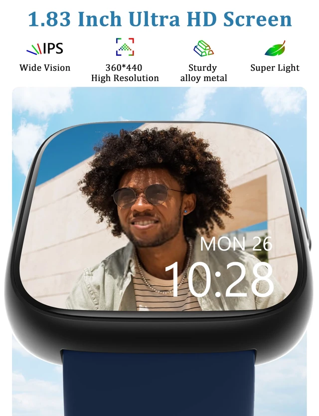Alt view image 3 of 7 - Smart Watch, Alexa Built-in, Answer/Make Calls 44mm Smartwatch Women Men, 1.83" Sports Watch IP68 Waterproof, Heart Rate SpO2 Sleep Stress Monitor, Step Counter Watch for Android & iOS Phone