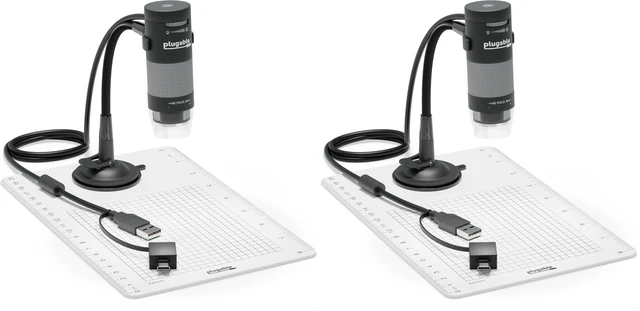 Main image of USB Digital Microscope 250x, 2MP Micro Camera with Flexible Arm Stand - Handheld USB & USB-C Microscope, Windows, Mac, ChromeOS, Linux, Android, iPad Compatible (Pack of 2)