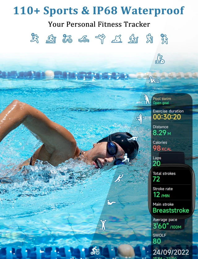 Alt view image 6 of 7 - Smart Watch, Alexa Built-in, Answer/Make Calls 44mm Smartwatch Women Men, 1.83" Sports Watch IP68 Waterproof, Heart Rate SpO2 Sleep Stress Monitor, Step Counter Watch for Android & iOS Phone