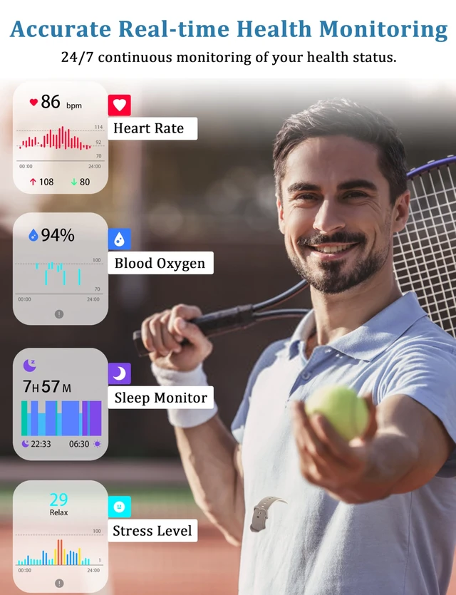 Alt view image 5 of 7 - Smart Watch, Alexa Built-in, Answer/Make Calls 44mm Smartwatch Women Men, 1.83" Sports Watch IP68 Waterproof, Heart Rate SpO2 Sleep Stress Monitor, Step Counter Watch for Android & iOS Phone